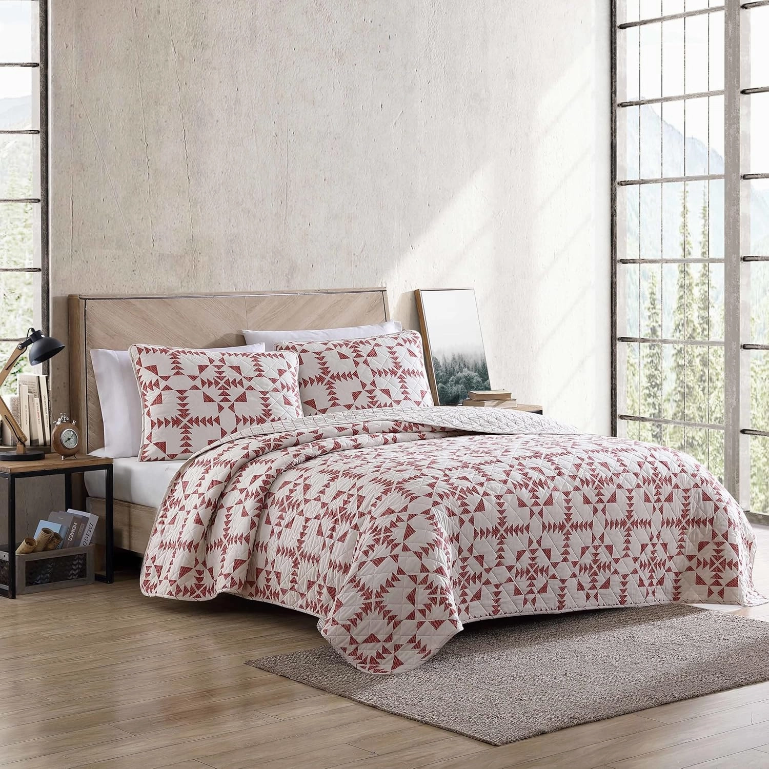 Eddie Bauer- King Quilt Set, Cotton Reversible Bedding Set, All Season Lodge Home Décor (Arrowhead Red, King)