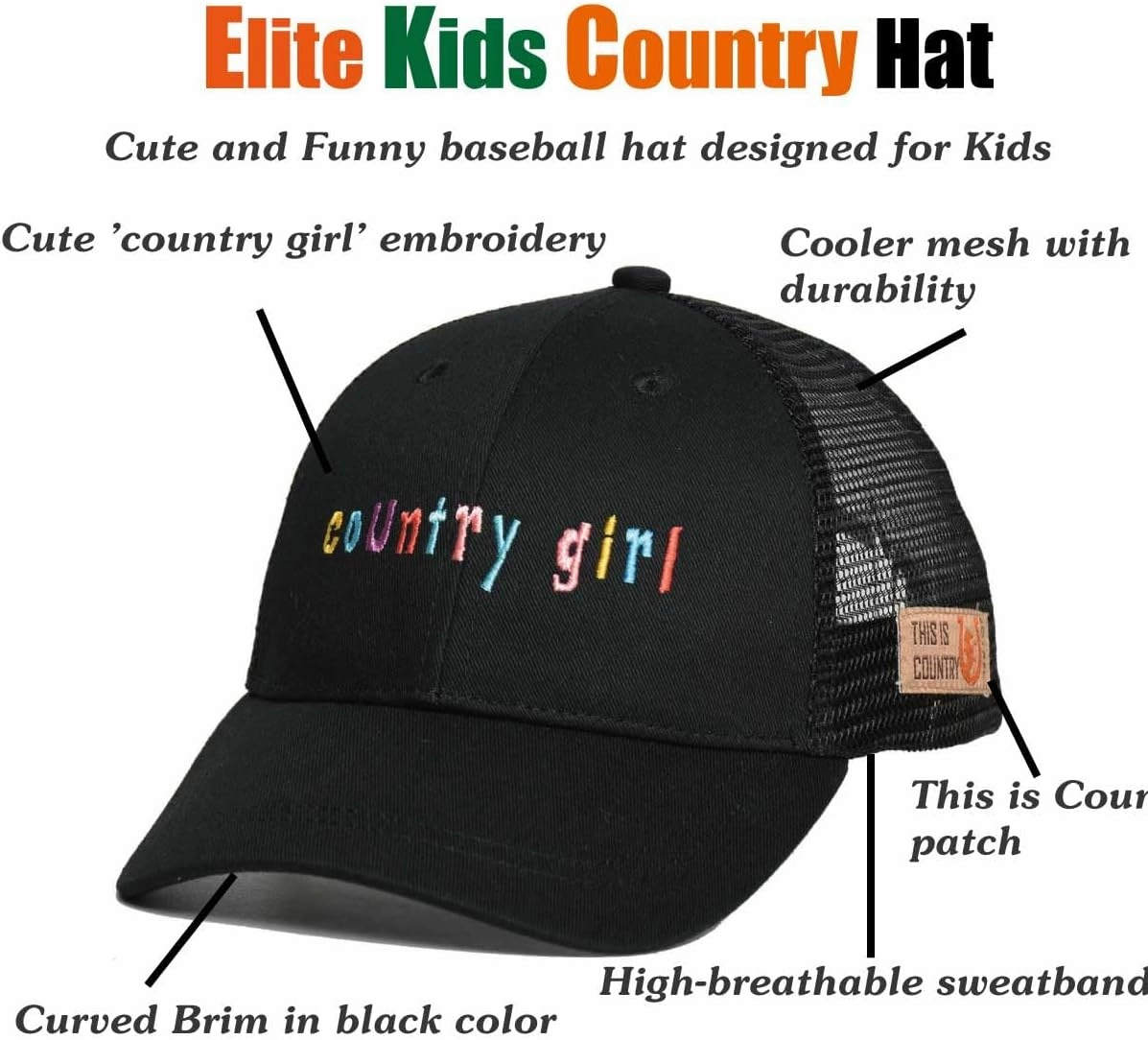 EDTREK Elite Kids Performance Mesh Hat - Boys Girls Cute Trucker Hat