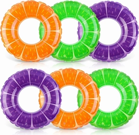 Elcoho Fruit-Themed Swim Rings with Orange/Grape/Lemon Designs Inflatable Pool Floats for Summer Outdoor Beach Party