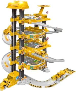 Electric Elevator Parking Garage Toy | STEM Building Set with Music & Lights | 78 Pcs Engineering Playset, Alloy Cars & Helicopter | Learning Toys for Ages 3-8 (Engineering)