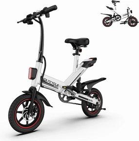 Electric Bike for Adults Teens, 14" Folding Electric Bicycle,Commuter City E-Bike with 350W Motor and 36V 10.4Ah Battery,3 Levels Assist, Dual Disc Brakes,40 Miles PAS Range Mini E Bikes