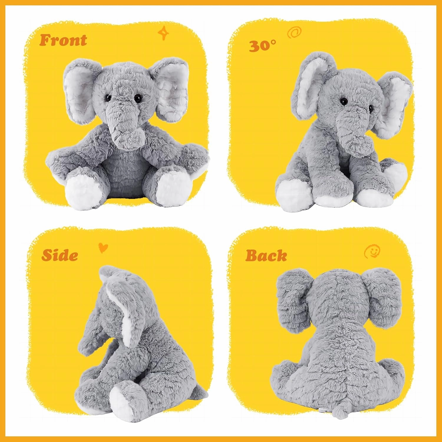 Elephant Stuffed Animals Soft Plush Toy for Baby Girls Boys,12" Grey Soft Small Stuffed Elephant Huggable Gifts for Birthday