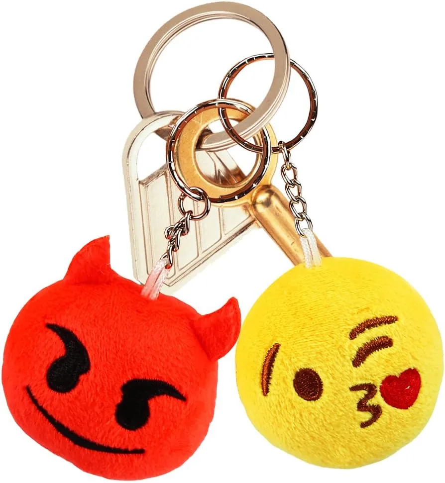 Emoticon Keychains, Dreampark Mini Emoticon Plush Party Favors Valentine' s Day Gifts Birthday Party Supplies, Carnival Prizes Easter Egg Fillers for Kids Treasure Box Bulk Toy Assortment 2" Set of 30