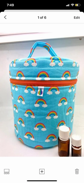 Essential Oil Diffuser Bag travel storage case Desert Mist Large with padded pockets holds 12 bottles carrying handle (Rainbows)
