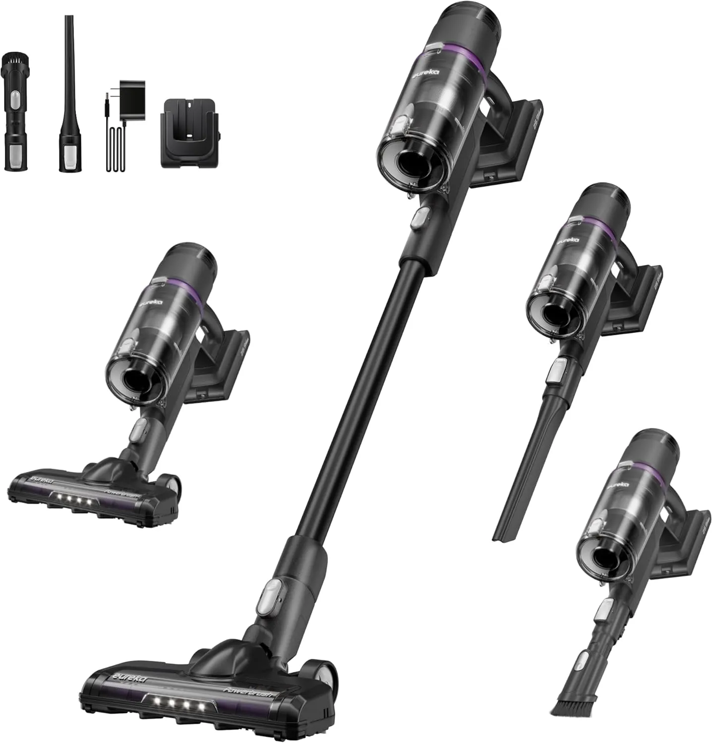 Eureka Cordless Vacuum Cleaner Lightweight, Stick Vacuum Rechargeable for Hardwood, Pet Hair, Black, ReactiClean 410