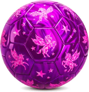 EVERICH Soccer Ball Size 2/3/4/5 for Toddlers & Kids - Shiny Unicorn Dinosaur Cute Design - Small Soccer Ball with Pump- Great Gifts for Children Girls Boys 2 3 4 5 6 7 8 9 10 11 12 Years