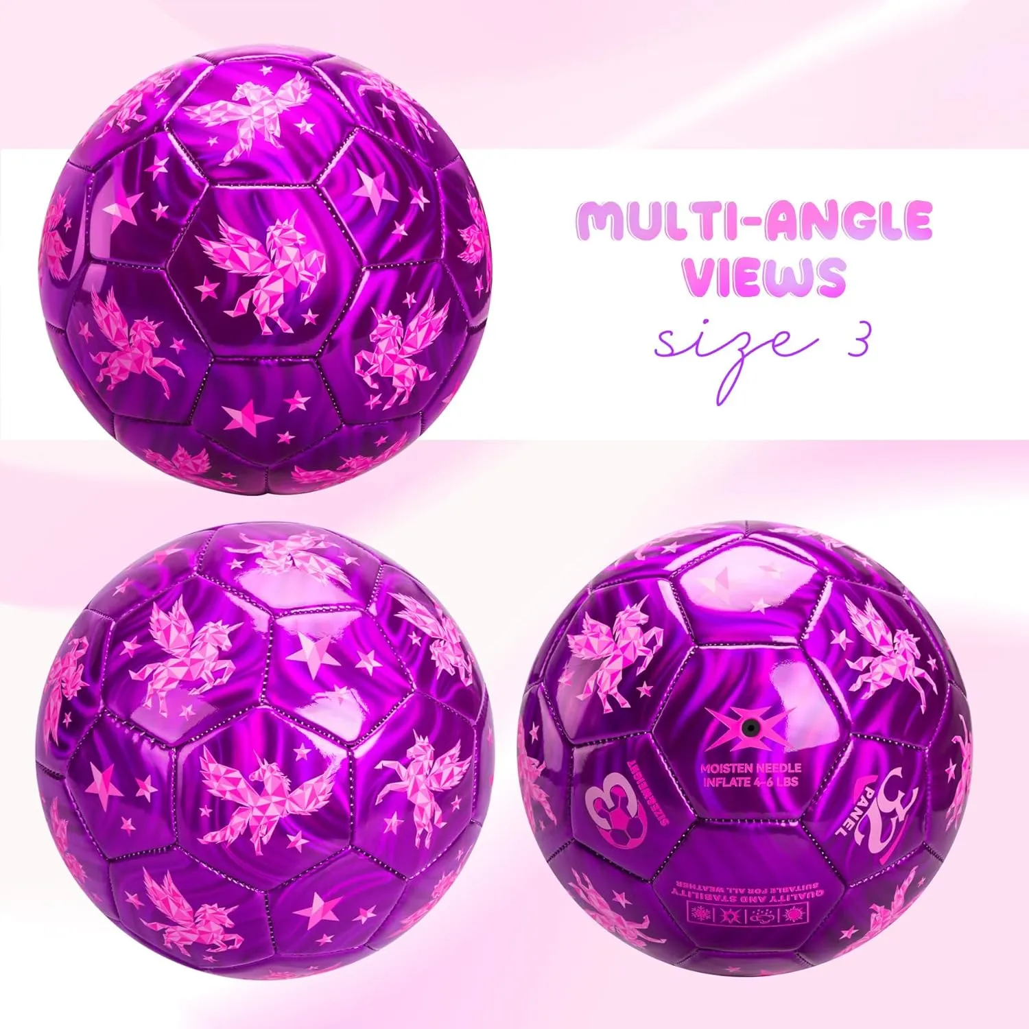 EVERICH Soccer Ball Size 2/3/4/5 for Toddlers & Kids - Shiny Unicorn Dinosaur Cute Design - Small Soccer Ball with Pump- Great Gifts for Children Girls Boys 2 3 4 5 6 7 8 9 10 11 12 Years
