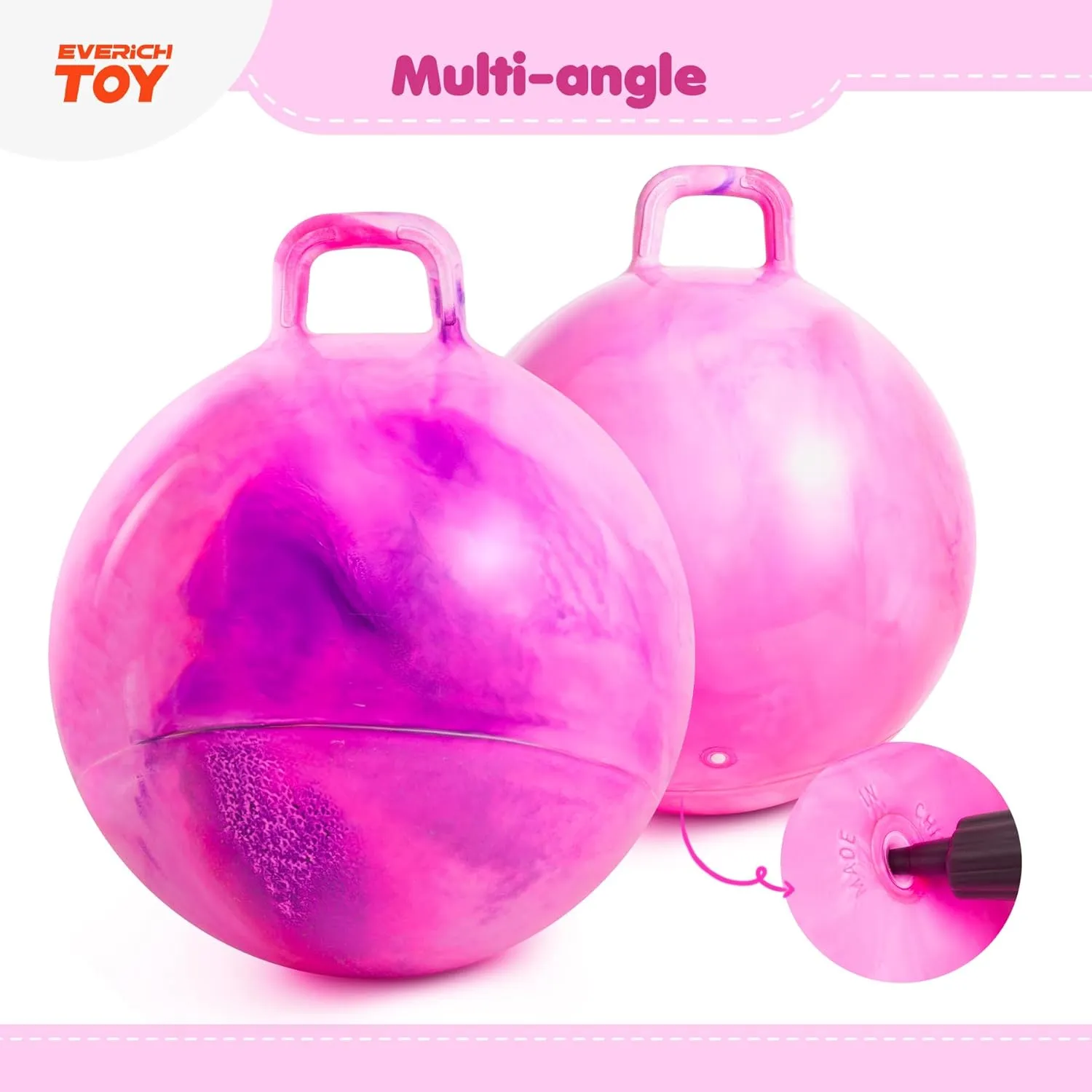 EVERICH TOY Hopper Ball, Clouds Hopping Toys for Kids, 18 Inch Bouncy Ball with Handle, Indoor Outdoor Inflatable Bouncing Hoppity Hop for Boys and Girls Gifts with Pump