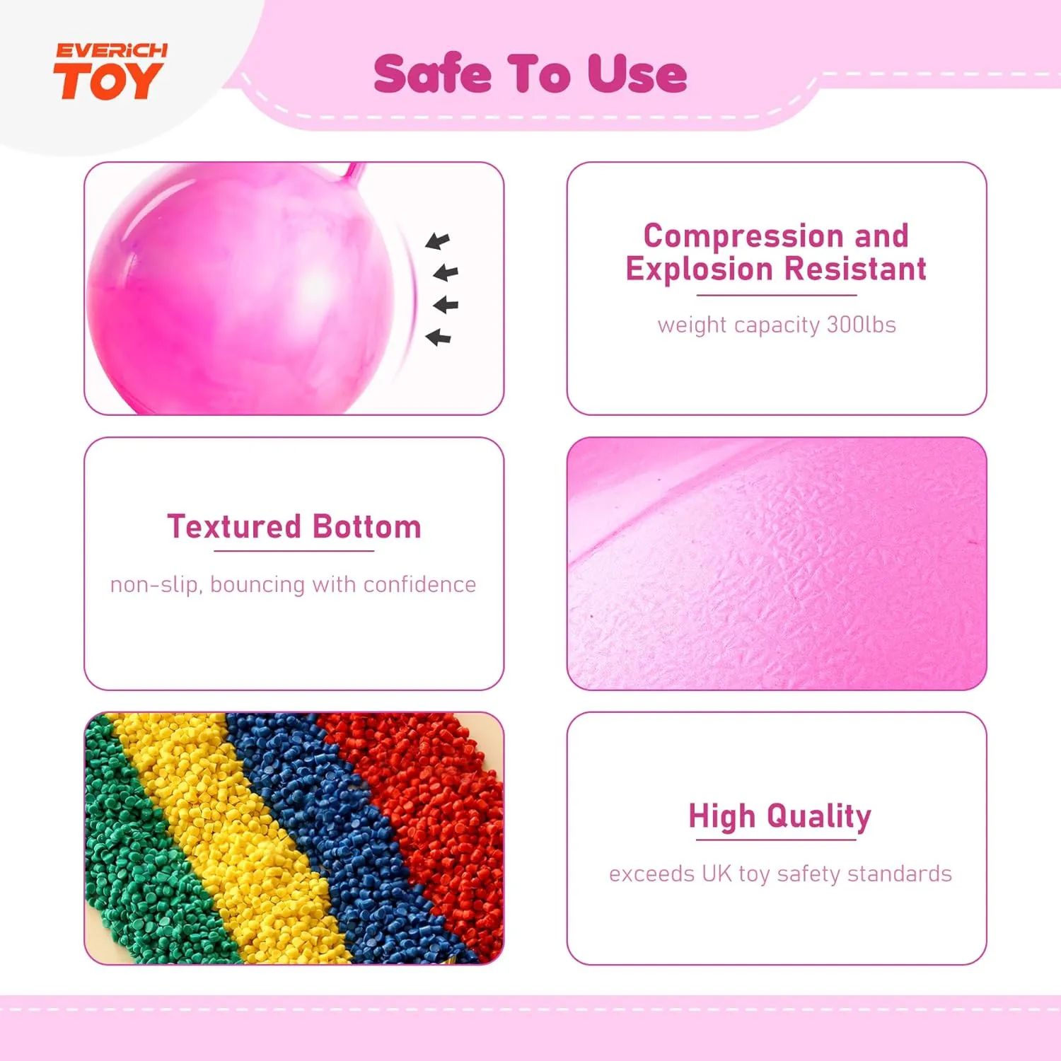 EVERICH TOY Hopper Ball, Clouds Hopping Toys for Kids, 18 Inch Bouncy Ball with Handle, Indoor Outdoor Inflatable Bouncing Hoppity Hop for Boys and Girls Gifts with Pump