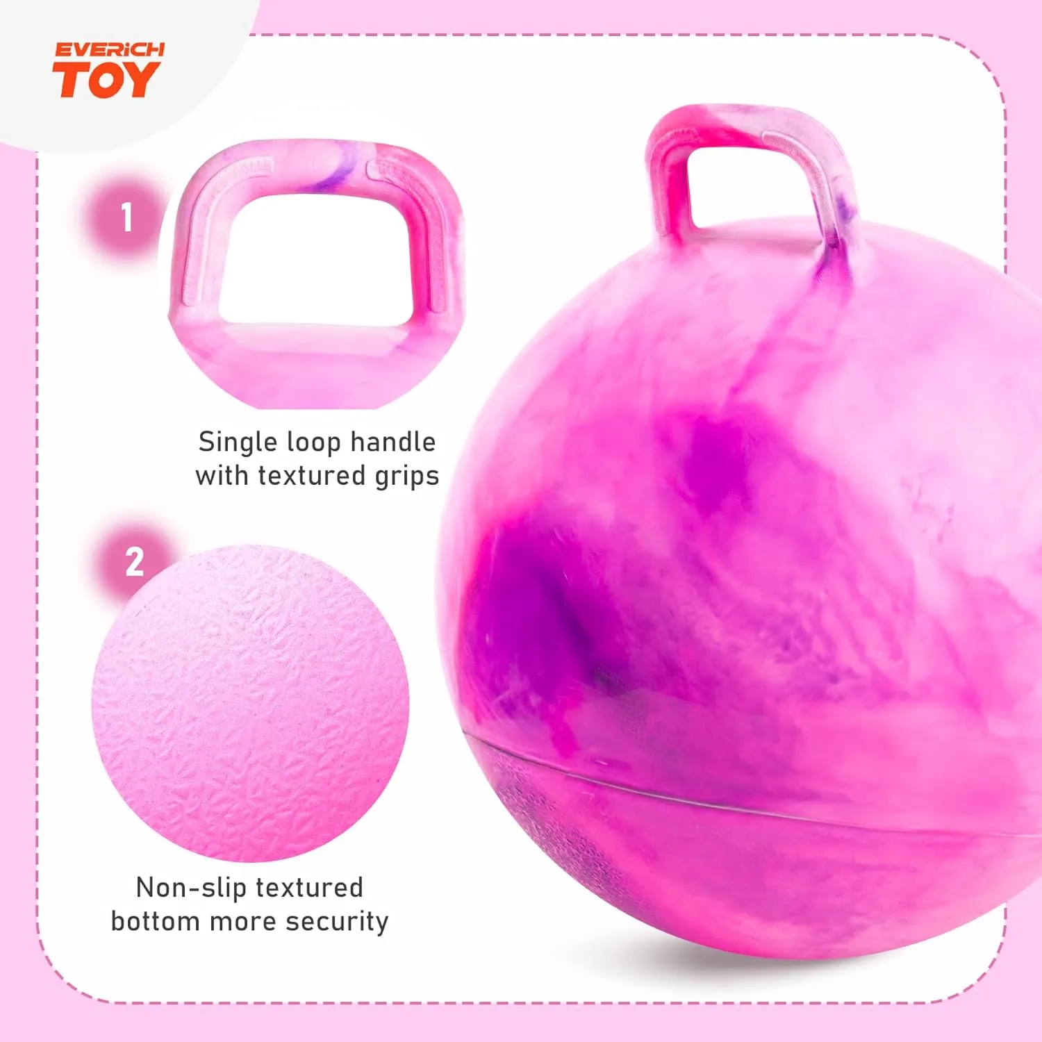 EVERICH TOY Hopper Ball, Clouds Hopping Toys for Kids, 18 Inch Bouncy Ball with Handle, Indoor Outdoor Inflatable Bouncing Hoppity Hop for Boys and Girls Gifts with Pump