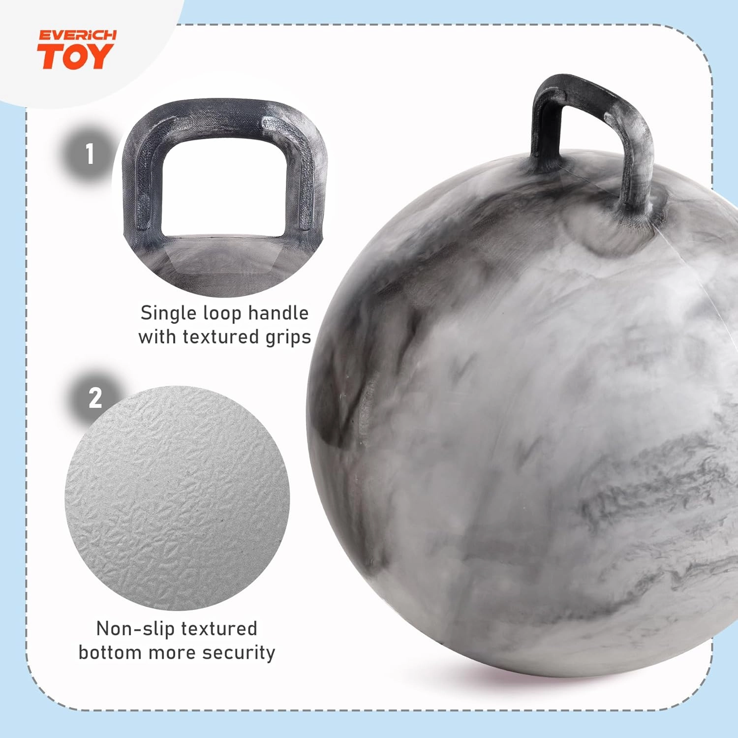EVERICH TOY Hopper Ball, Clouds Hopping Toys for Kids, 18 Inch Bouncy Ball with Handle, Indoor Outdoor Inflatable Bouncing Hoppity Hop for Boys and Girls Gifts with Pump
