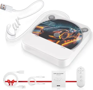 External Portable CD Player for Car - Car CD Player with USB Port AUX Port, Extra USB Extension Cable, Universal USB CD Player for Vehicle, Laptop, TV, Computer, for Android 4.4 and Above Navigation