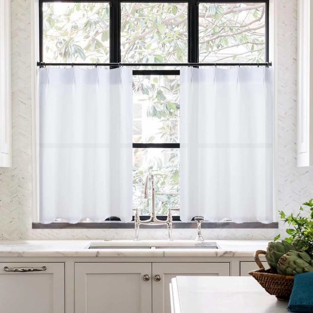 Extra Wide Small Bathroom Curtains Window Rustic White Farmhouse Decor 20 Inch Length Linen Kitchen Curtains