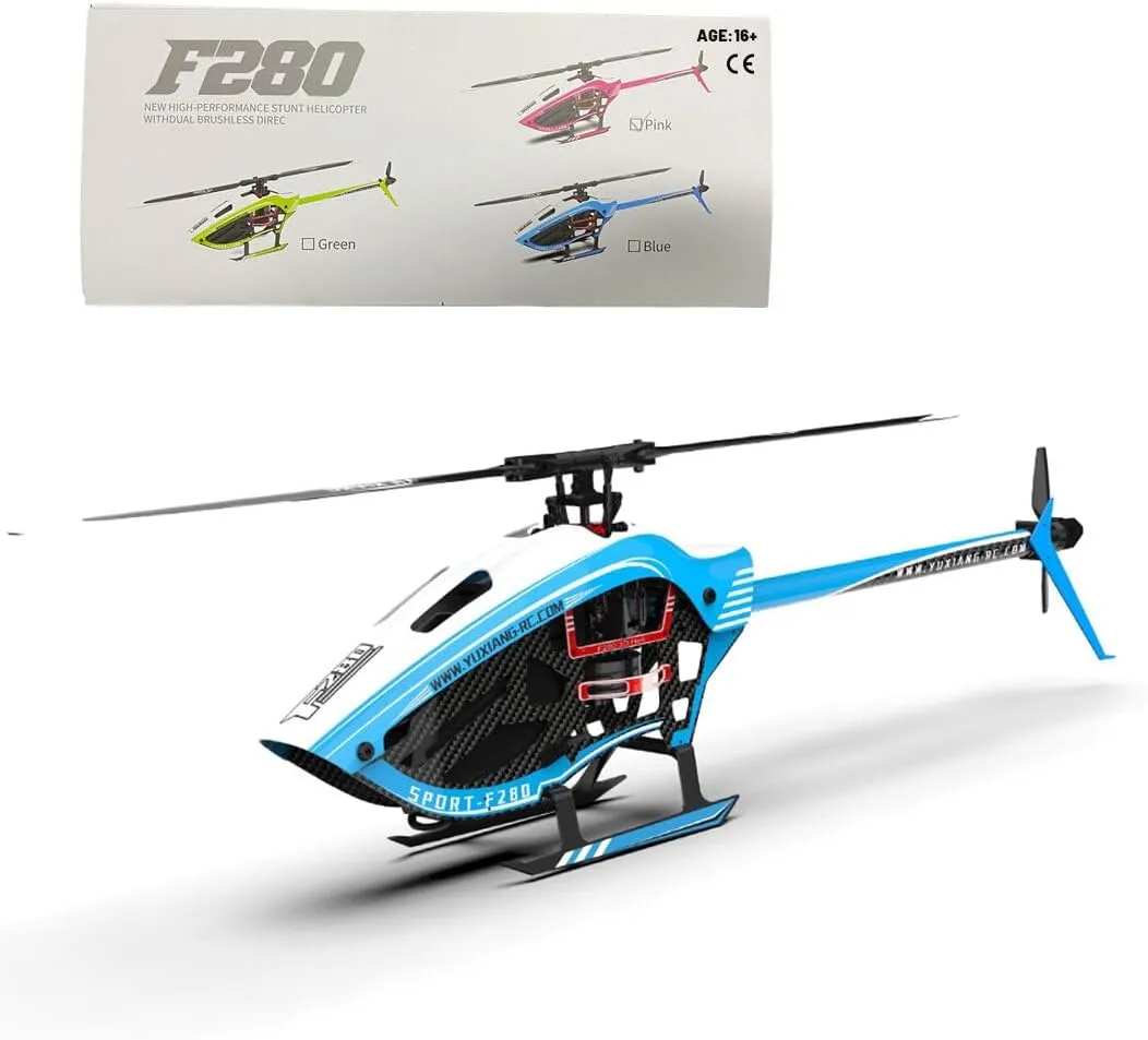 F-280 RC Helicopter for Adults, 2.4G 6CH Remote Control Helicopter RC Aircraft Brushless DD 3D/6G Stunt RC Airplane, RC Military Helicopter RC Flying Plane Model Gift -RTF