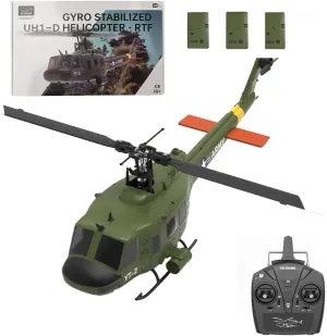 F07 UH-1 Huey RC 1/34 Helicopter, 2.4G 6CH Brushless Direct-Drive 3D/6G Flybarless Helicopter Model (Tri-Battery Version) - Suitable for Advanced Players