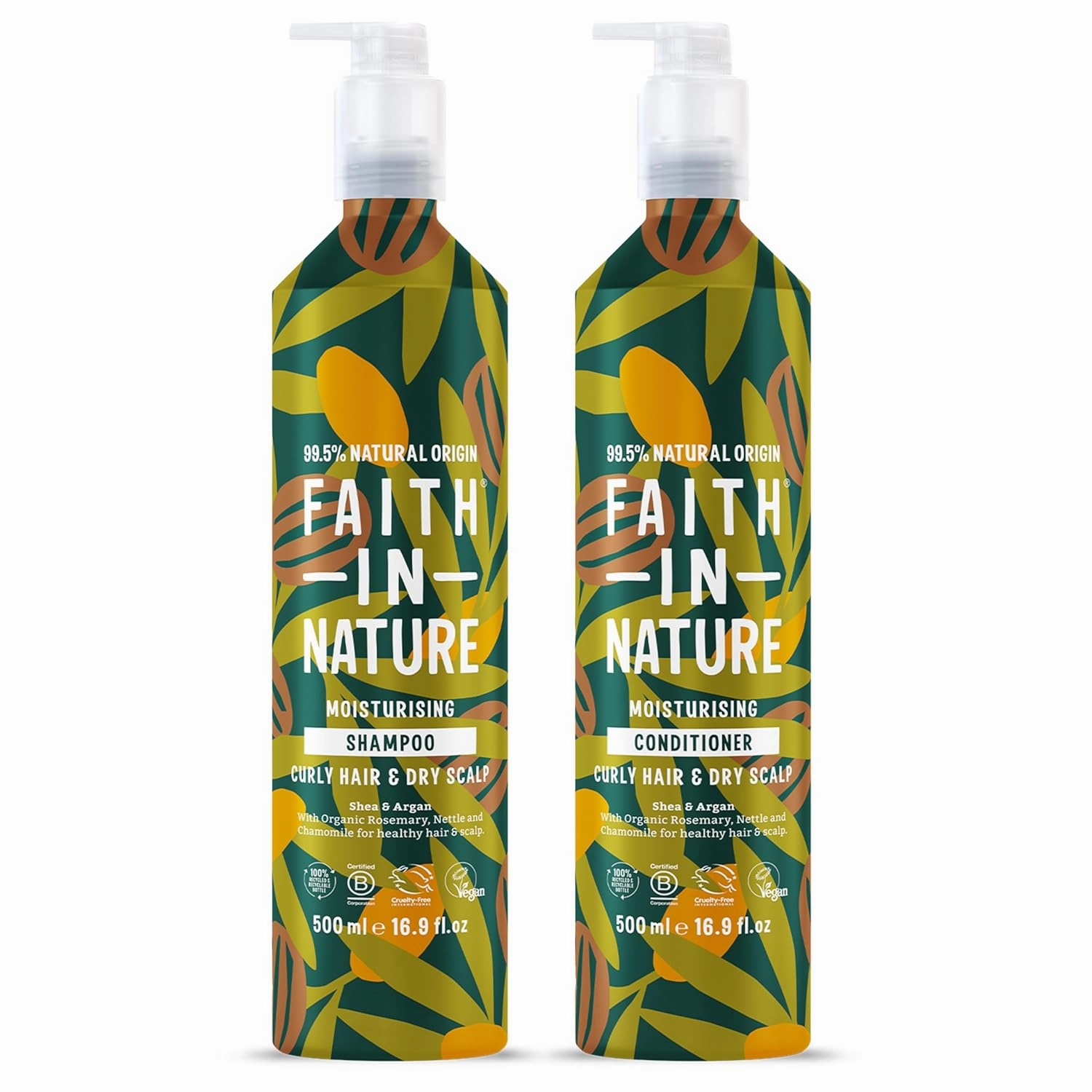 Faith In Nature Natural Shampoo & Conditioner Set Aluminium Bottles - Vegan & Cruelty Free, No SLS or Parabens - 2 x 16.9 fl oz, Shea & Argan