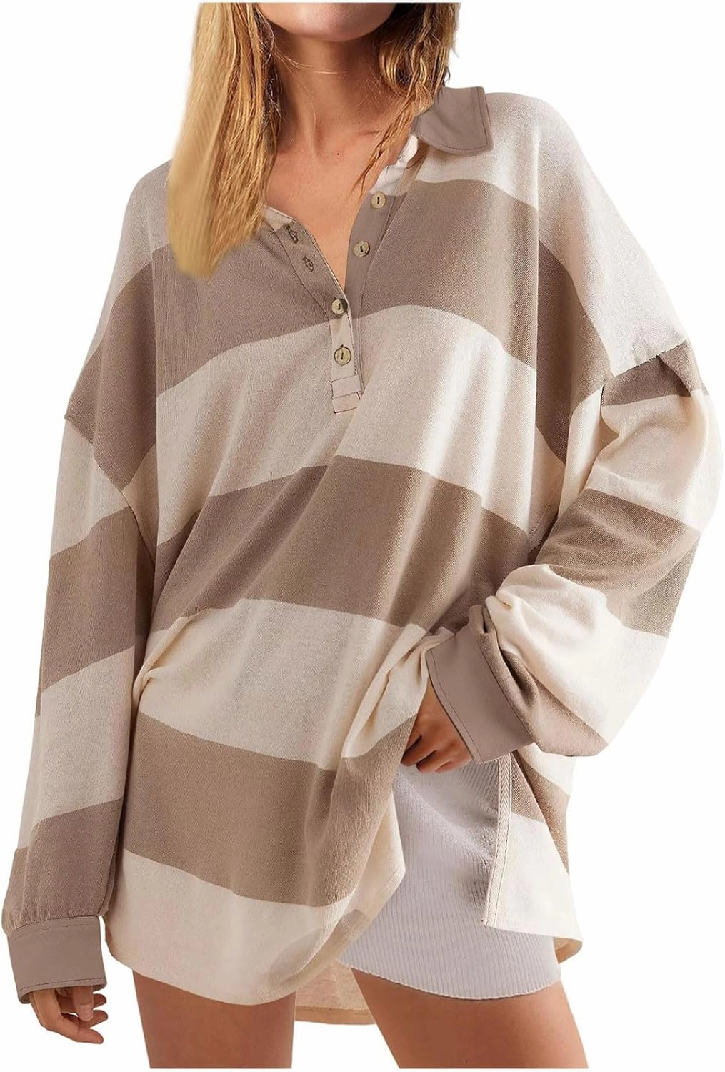 Fall Shirts for Women Long Sleeve Striped Button Down Sweatshirts Causal Fashion Pullover Blouses Plus Size Tops Tees