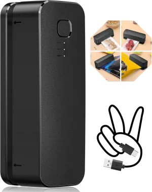 FEPPO Mini Bag Sealer, Bag Sealer Heat Seal Rechargeable Quick Seal Bags Machine, 3 Adjustable Gears Chip Bag Sealer with 3000mAh Battery 3.9" Heating Strip For Snack Bags Mylar Bags Food Storage