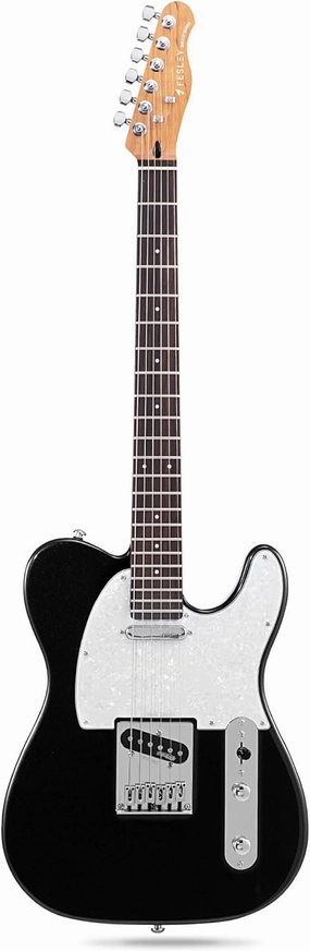 Fesley 39" TL Style Electric Guitar: Solid Body Electric Guitars for Intermediate &Pro Players with Wilkinson Pickups,Grover Tuners,6 String Guitar with Roasted Maple Neck,Rosewood Fingerboard,Black