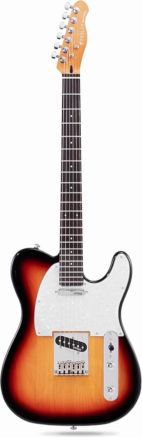 Fesley 39" TL Style Electric Guitar:Solid Body Electric Guitars for Intermediate &Pro Players with Wilkinson Pickups,Grover Tuners,6 String Guitar with Roasted Maple Neck,Rosewood Fingerboard,Sunburst