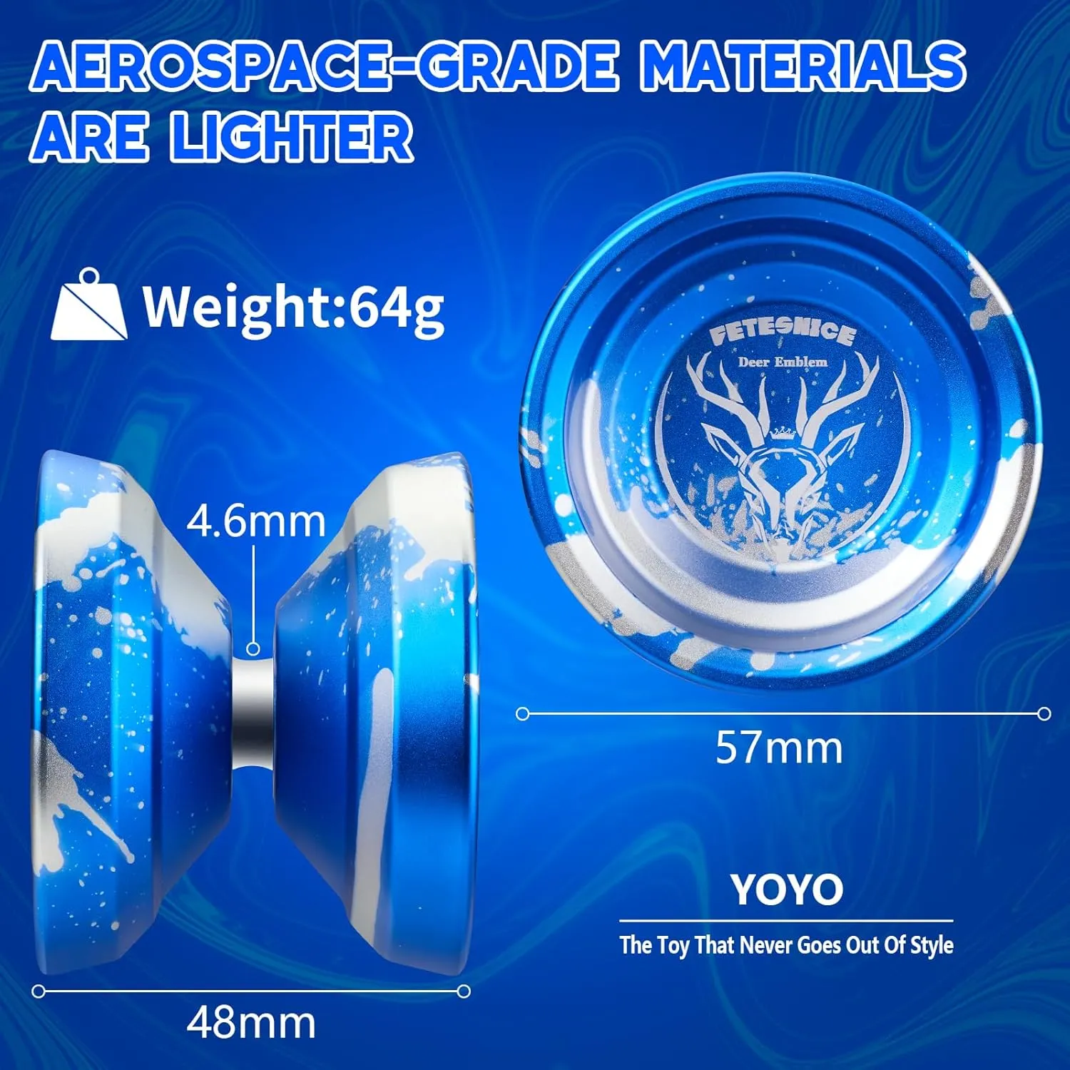 Fetesnice Professional Yoyo - Responsive Metal Yo-yo for Kids & Adults, Replacement Unresponsive Bearing   Removal Tool (Blue Silver)