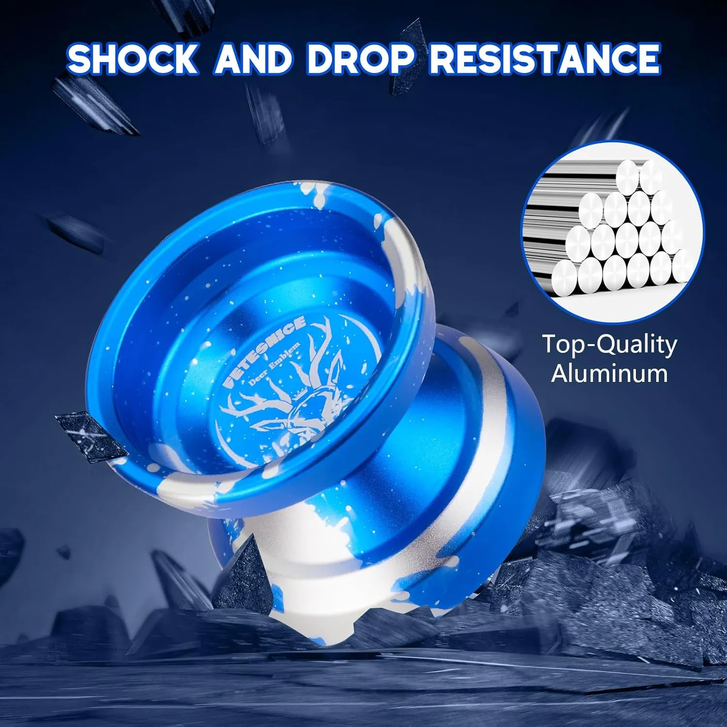 Fetesnice Professional Yoyo - Responsive Metal Yo-yo for Kids & Adults, Replacement Unresponsive Bearing   Removal Tool (Blue Silver)