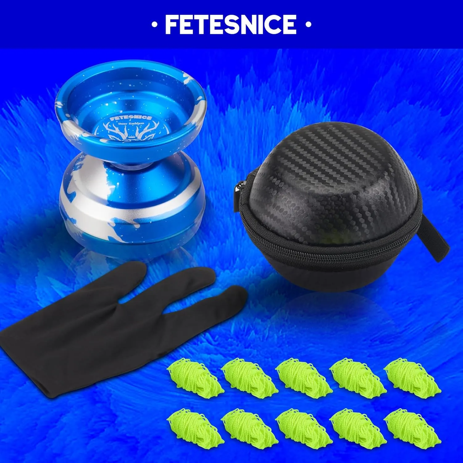 Fetesnice Professional Yoyo - Responsive Metal Yo-yo for Kids & Adults, Replacement Unresponsive Bearing   Removal Tool (Blue Silver)