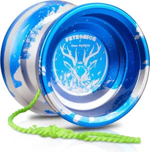 Fetesnice Professional Yoyo - Responsive Metal Yo-yo for Kids & Adults, Replacement Unresponsive Bearing   Removal Tool (Blue Silver)