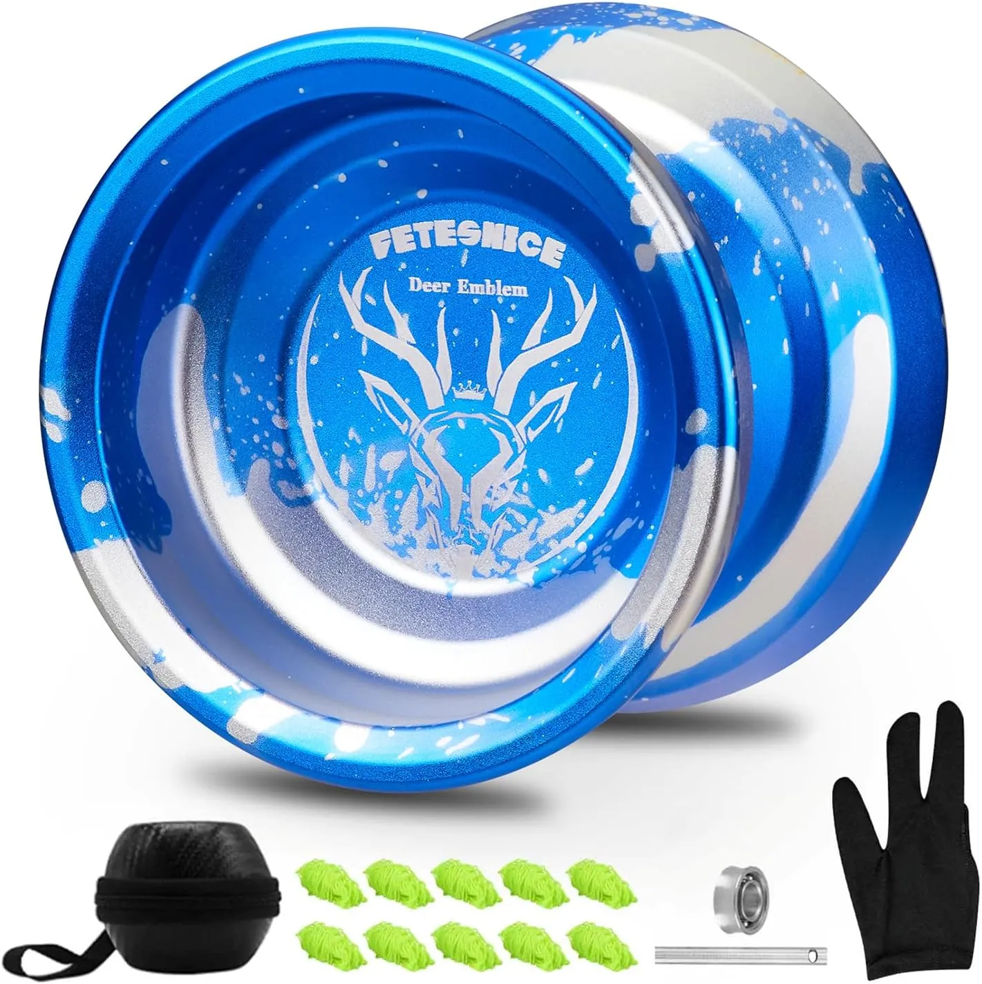 Fetesnice Professional Yoyo - Responsive Metal Yo-yo for Kids & Adults, Replacement Unresponsive Bearing   Removal Tool (Blue Silver)