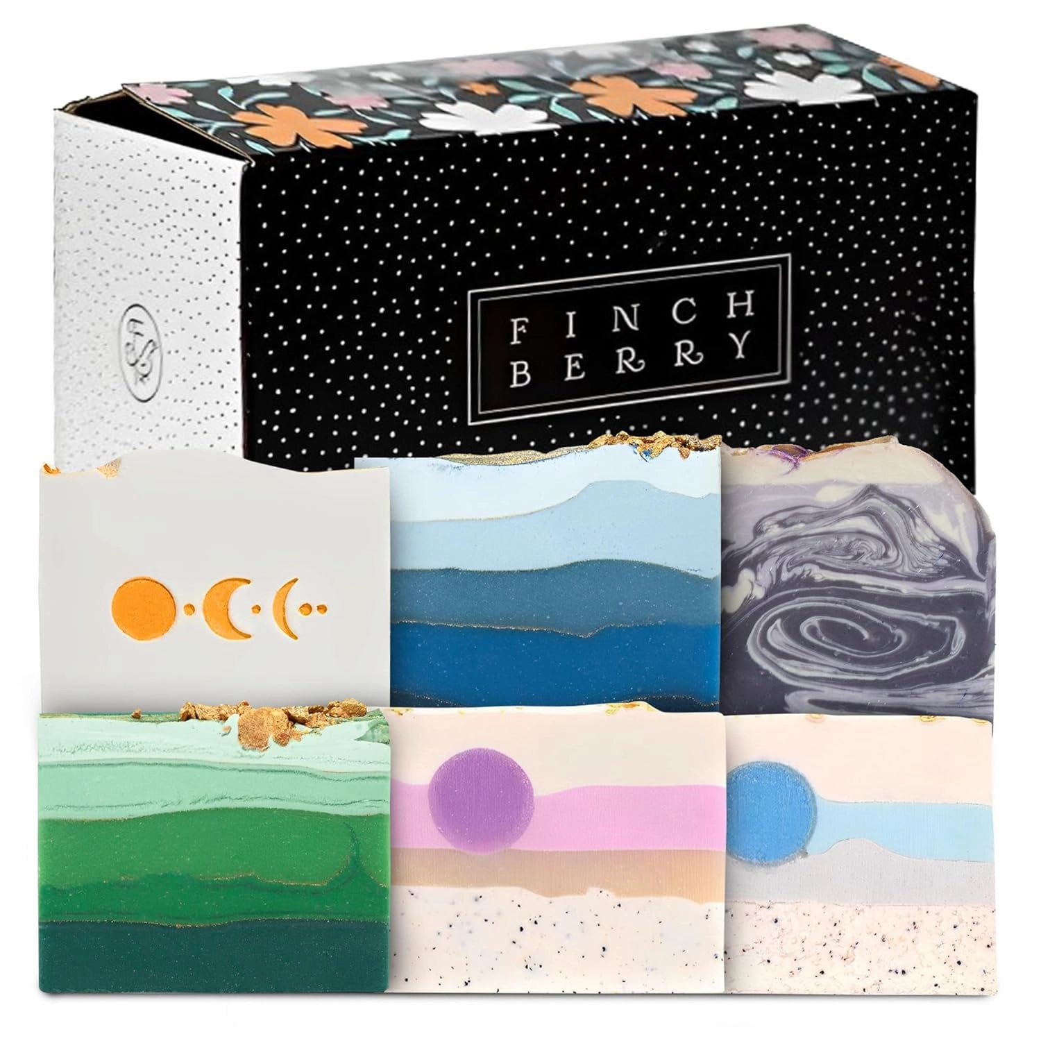 FinchBerry Relaxation Soap Bar Set – Natural Face & Body Care Collection with Handmade Soaps – Made with Organic Olive Oil, Coconut Oil, and Shea Butter – Ideal Gift Pack of 6 (4.5 oz Each)