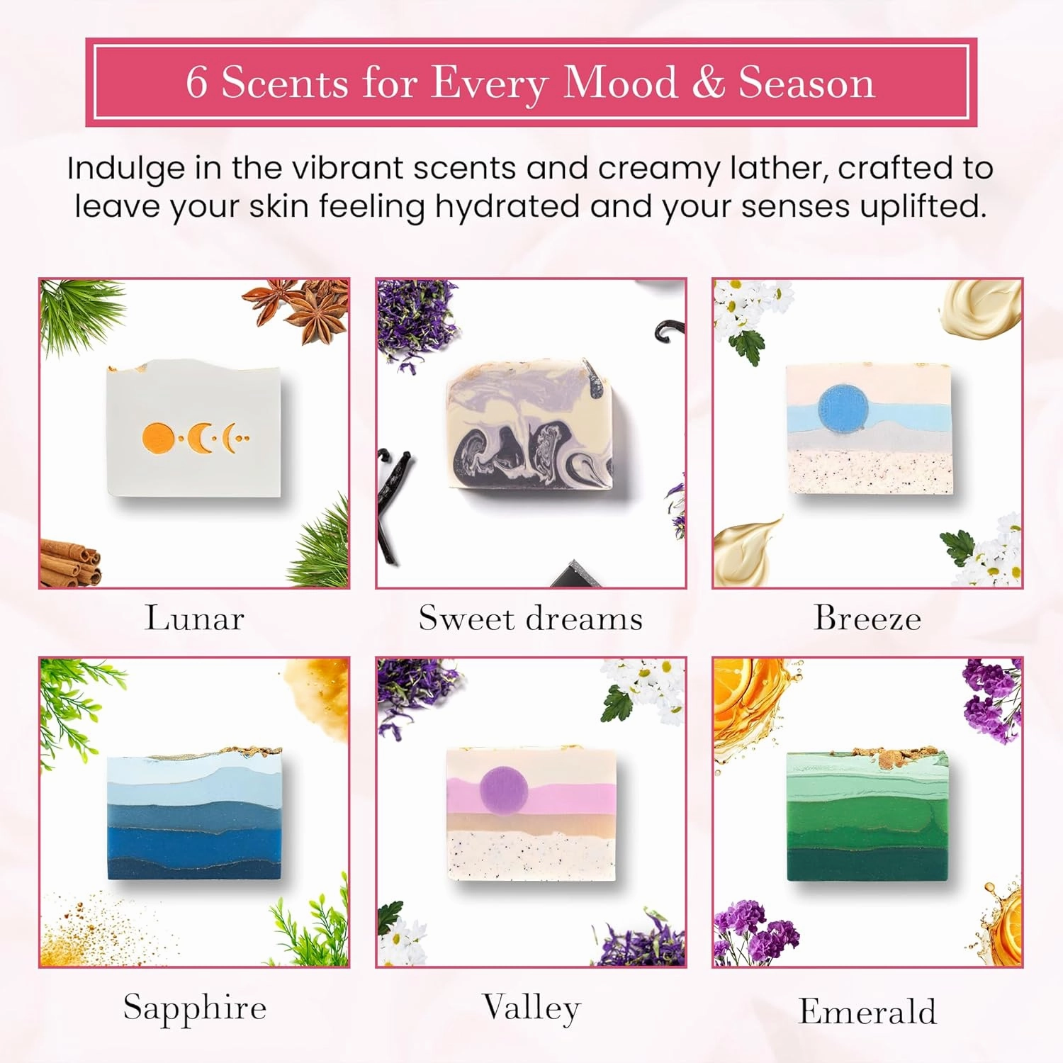 FinchBerry Relaxation Soap Bar Set – Natural Face & Body Care Collection with Handmade Soaps – Made with Organic Olive Oil, Coconut Oil, and Shea Butter – Ideal Gift Pack of 6 (4.5 oz Each)