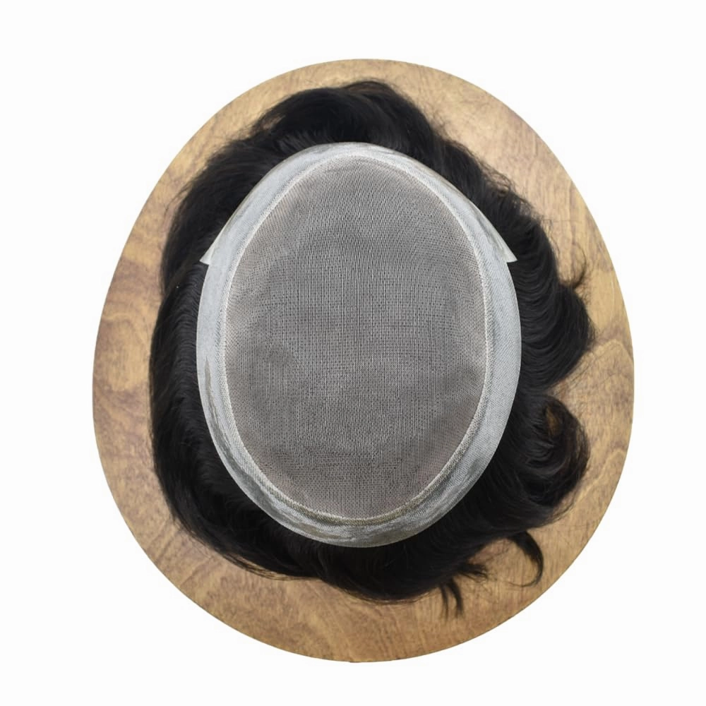 Fine Mono Mens Toupee Hair System For Mens Hairpieces Toupee For Men Hair Replacement System Hairpiece For Men Monofilament 8x10 Medium light density 1# JET BLACK
