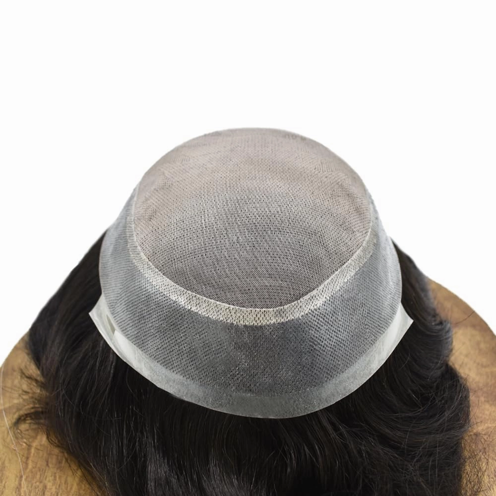 Fine Mono Mens Toupee Hair System For Mens Hairpieces Toupee For Men Hair Replacement System Hairpiece For Men Monofilament 8x10 Medium light density 1# JET BLACK