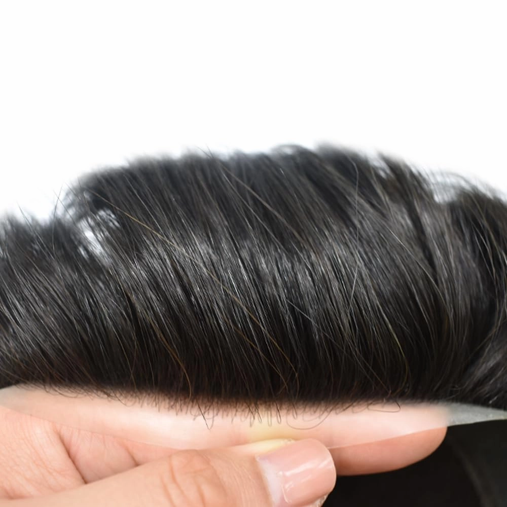 Fine Mono Mens Toupee Hair System For Mens Hairpieces Toupee For Men Hair Replacement System Hairpiece For Men Monofilament 8x10 Medium light density 1# JET BLACK
