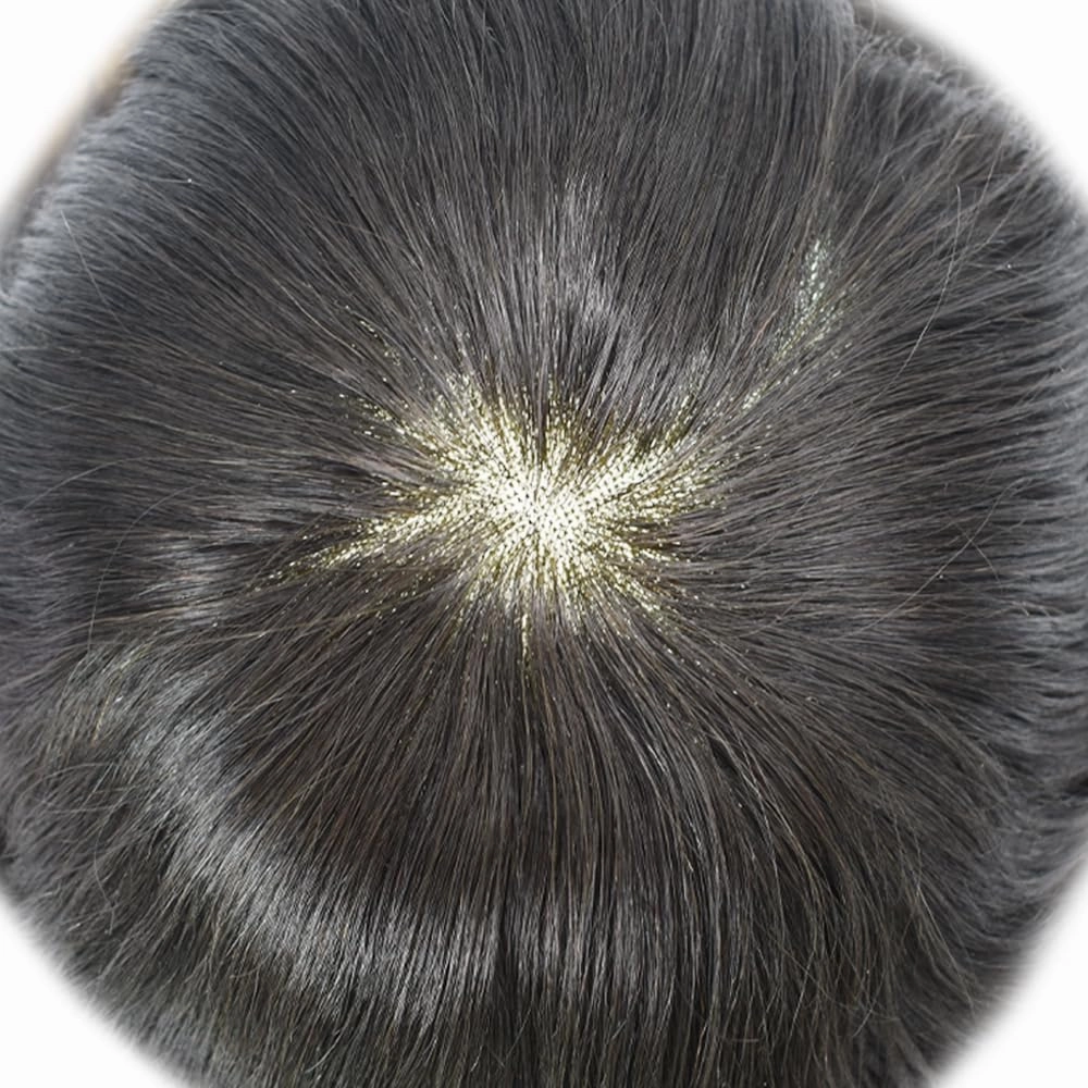 Fine Mono Mens Toupee Hair System For Mens Hairpieces Toupee For Men Hair Replacement System Hairpiece For Men Monofilament 8x10 Medium light density 1# JET BLACK