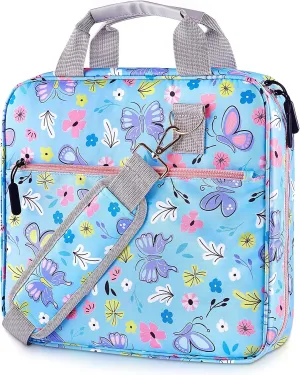 FIODAY Zipper Binder, 2 inch 3 Ring Binder with Zipper Cute Binder with Handle and Shoulder Strap Multiple Pocket 500 Sheet Capacity Binder Organizer for School, Blue