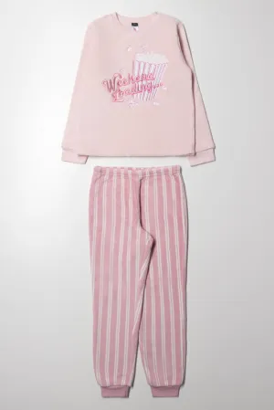 Fleece Popcorn Pyjamas Pink