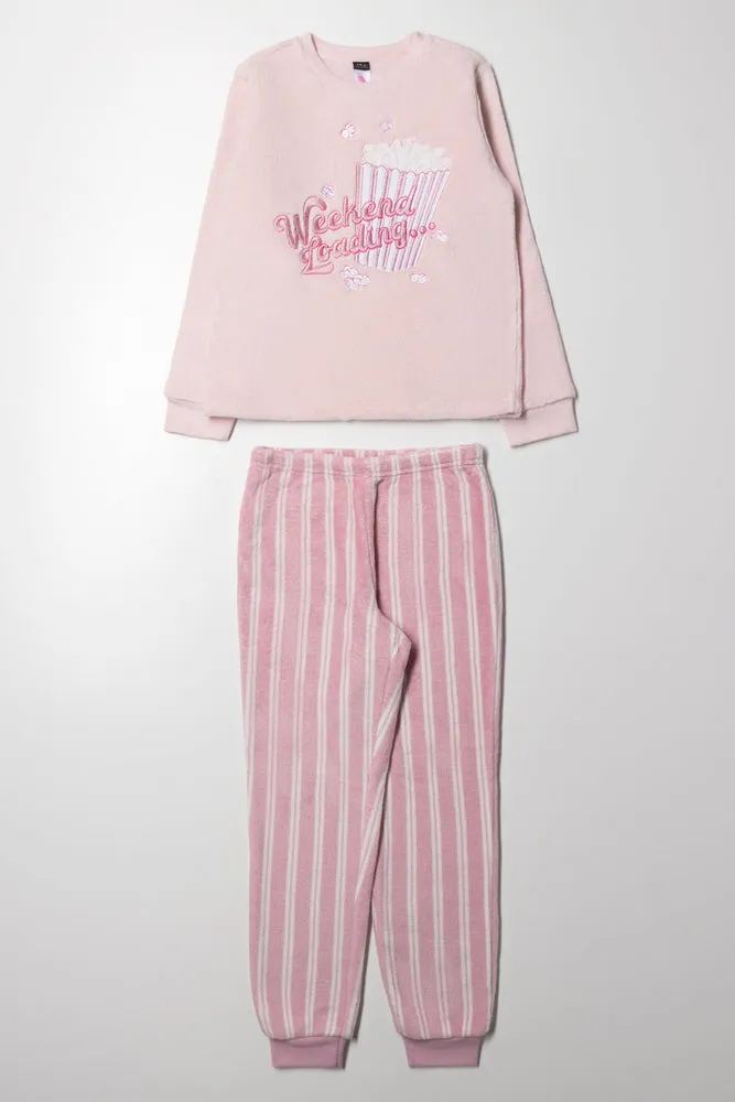 Fleece Popcorn Pyjamas Pink