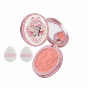 Flower Knows Midsummer Fairytales Embossed Blush & Powder Puffs Set,Matte Finish,Buildable & Blendable Makeup Blush for cheeks,Soft & Long-lasting for Girls & Women(01 Blooming Days,5g)