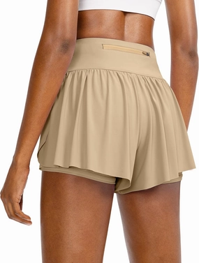 Flowy Running Shorts for Women with 4 Pockets 2 in 1 High Waisted Women's Butterfly Workout Athletic Tennis Skirt Shorts