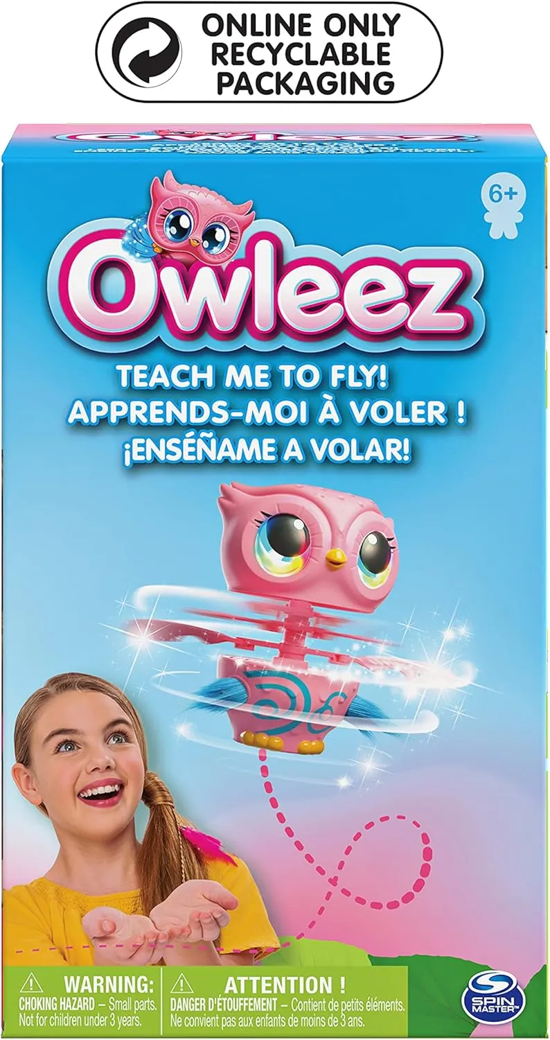 Flying Baby Owl Interactive Toy with Lights and Sounds (Pink), for Kids Aged 6 and Up