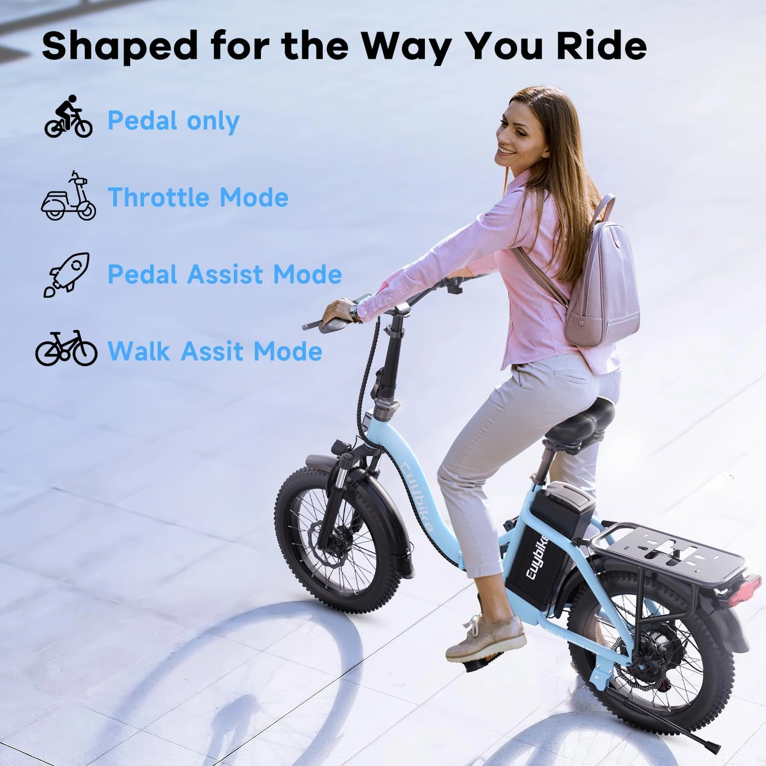 Folding Electric Bike for Adults with Peak 1000W Motor, 48V 20AH Battery up to 30MPH 80 Miles, 20" Fat Tire All Terrain Ebike, Front Suspension 7-Speed Commuter E Bike, Step-Thru, UL Certified