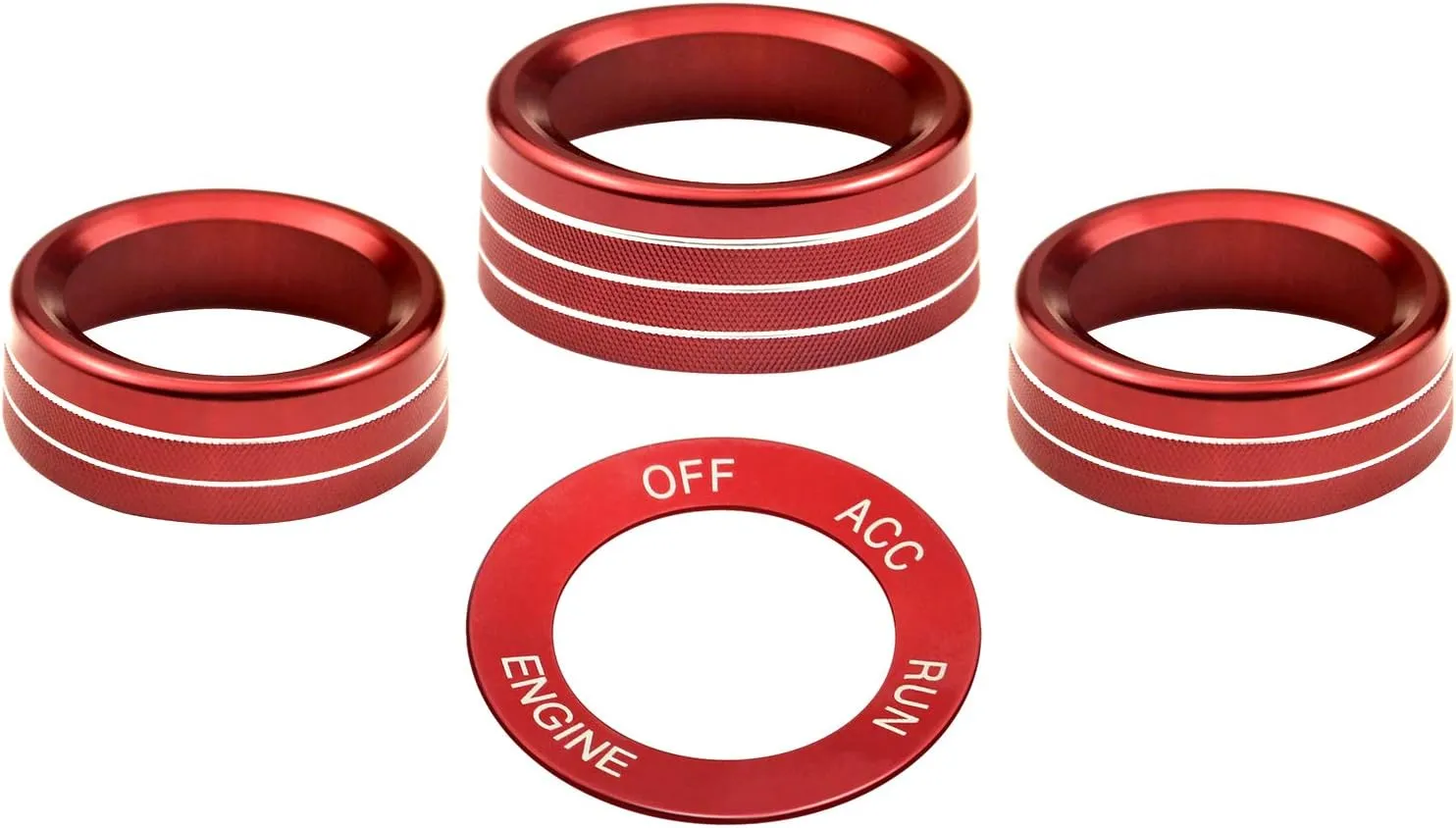 for Challeger Air Conditioner Turn Signal Light Climate Volume Auto Center Console Knob Ring Compatible with Dodge Challenger/Charger/Chrysler Stop Start Button Sticker 2015-2019 (Red)