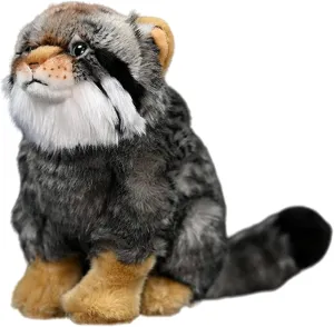 FRANKIEZHOU Realistic Pallas Cat Stuffed Animal - Gray 10",Soft Model Gifts for Girls & Kids, Home Decor, Hugging Toys