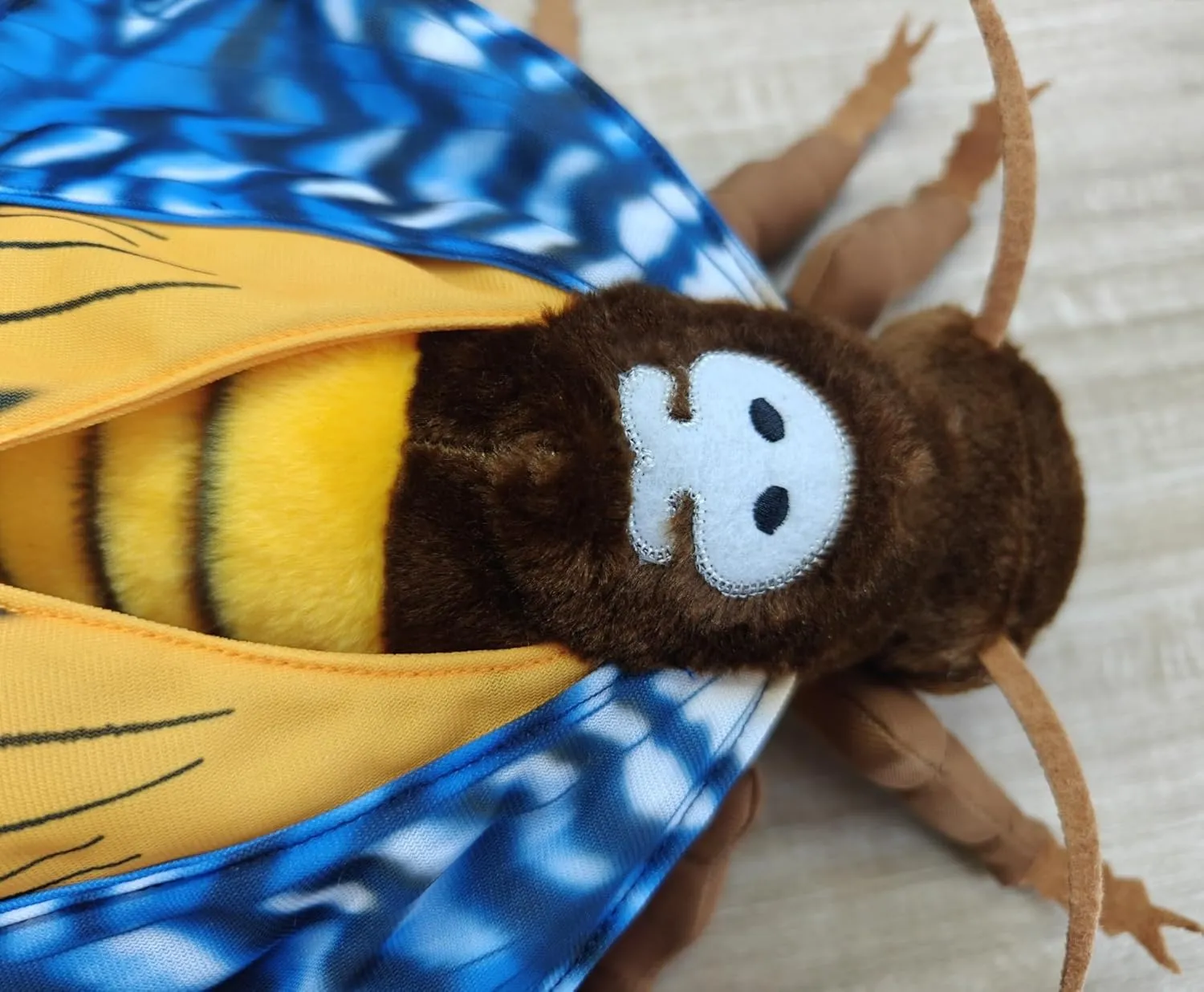 FRANKIEZHOU Simulation Deaths Head Hawk Moth Stuffed Animal-Blue 25",Lifelike Death's-Head Hawkmoth Plush Toy, Moth Toy,Gifts for Kids,Home Decor