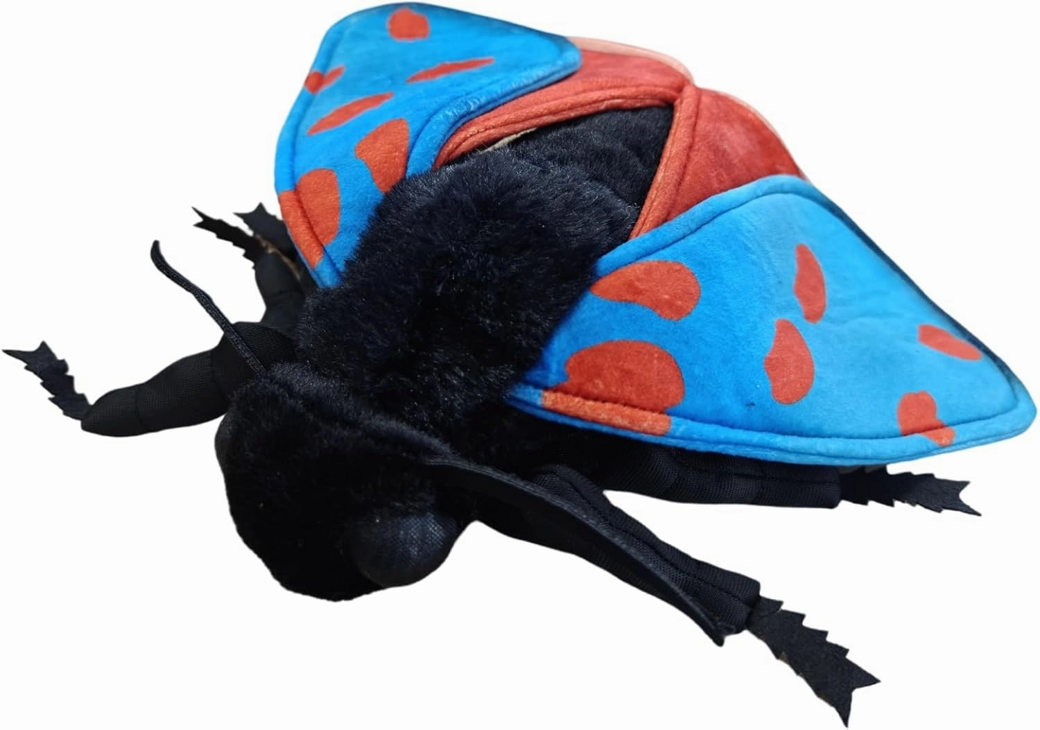 FRANKIEZHOU Lifelike Cinnabar Moth Stuffed Animal,Blue-Winged Cinnabar Moth Plush Toy 9.8",Gifts for Kids,Home Decor,Hugging Toy