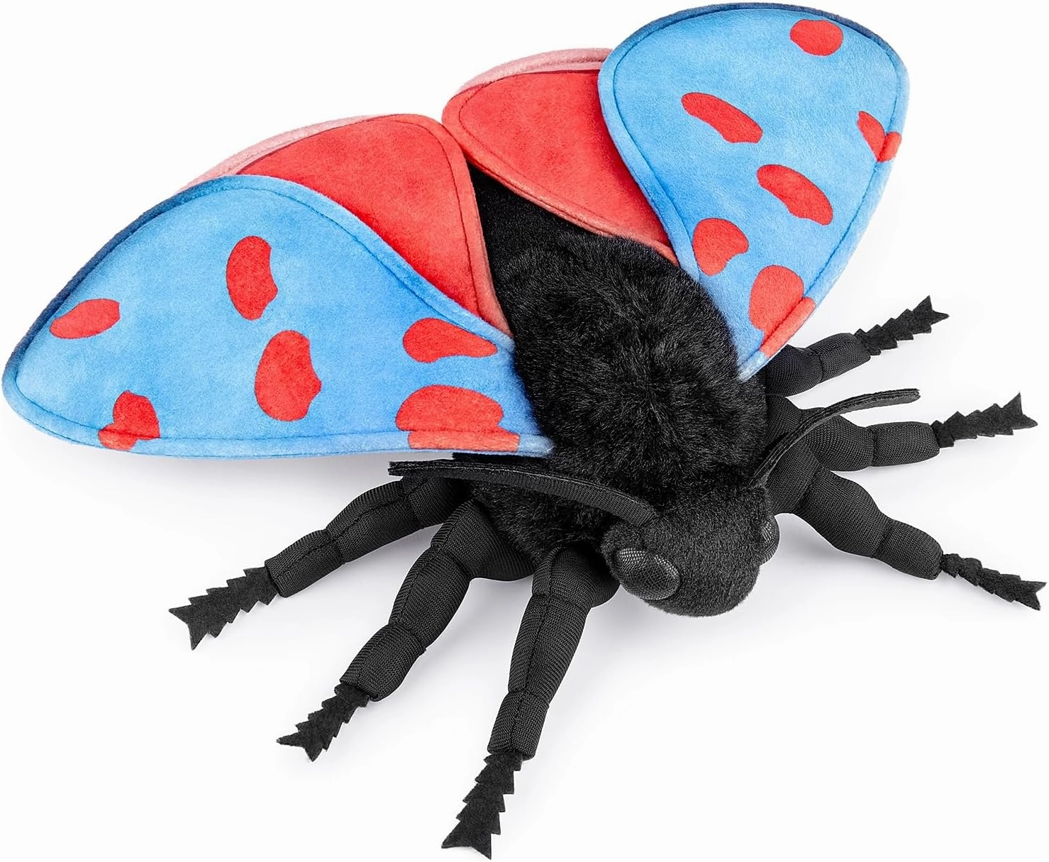 FRANKIEZHOU Lifelike Cinnabar Moth Stuffed Animal,Blue-Winged Cinnabar Moth Plush Toy 9.8",Gifts for Kids,Home Decor,Hugging Toy