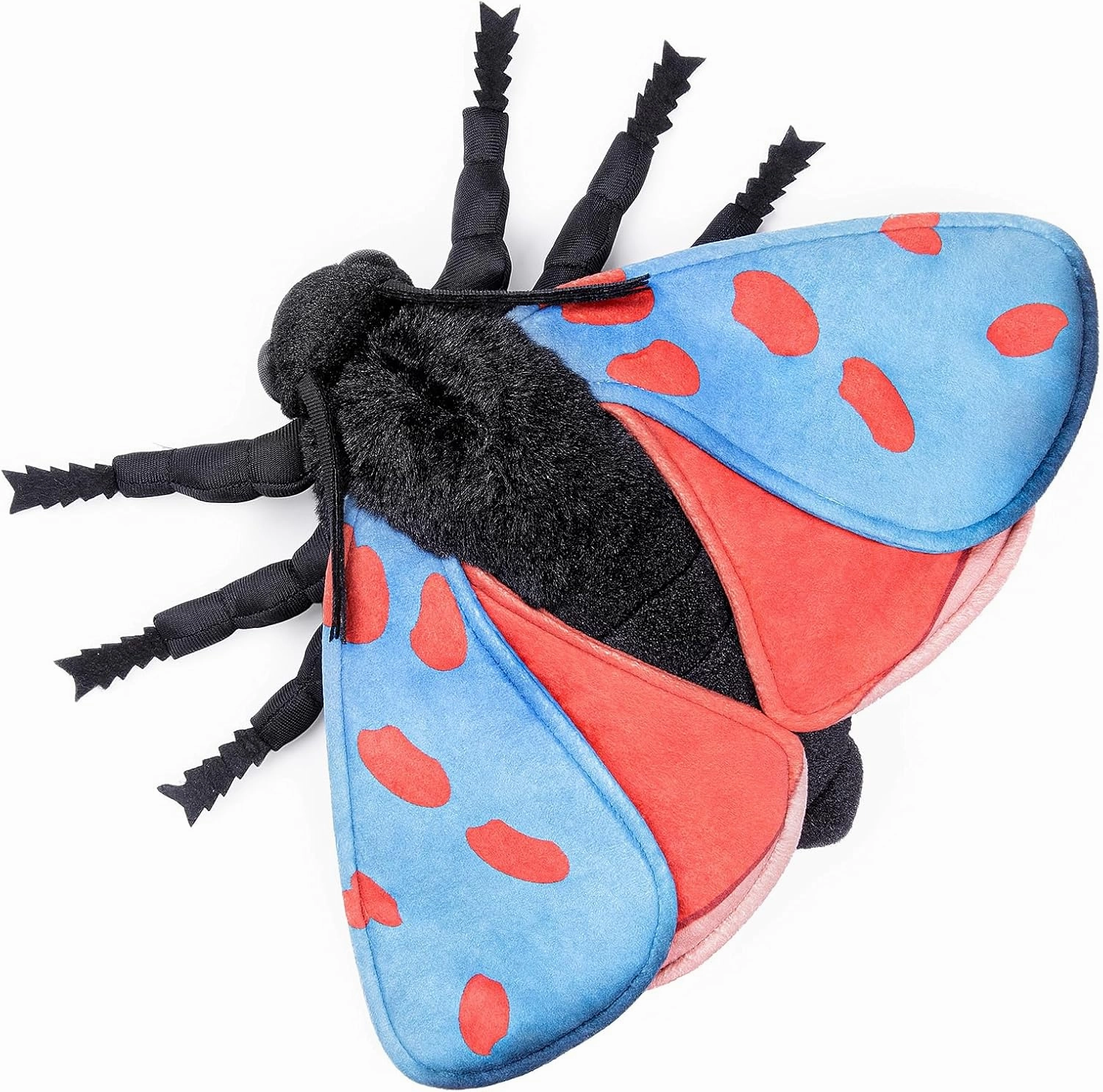 FRANKIEZHOU Lifelike Cinnabar Moth Stuffed Animal,Blue-Winged Cinnabar Moth Plush Toy 9.8",Gifts for Kids,Home Decor,Hugging Toy