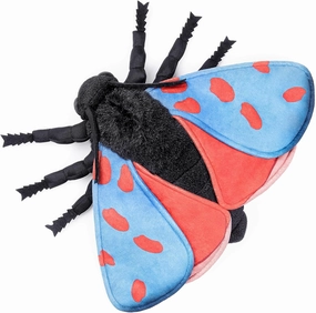FRANKIEZHOU Lifelike Cinnabar Moth Stuffed Animal,Blue-Winged Cinnabar Moth Plush Toy 9.8",Gifts for Kids,Home Decor,Hugging Toy