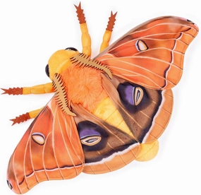 FRANKIEZHOU Realistic Polyphemus Moth Plush Animal - Orange 15 Inch,Soft Polyphemus Moth Plush Toyfor Kids, Girls Toy,Home Decor, Cuddle Toy